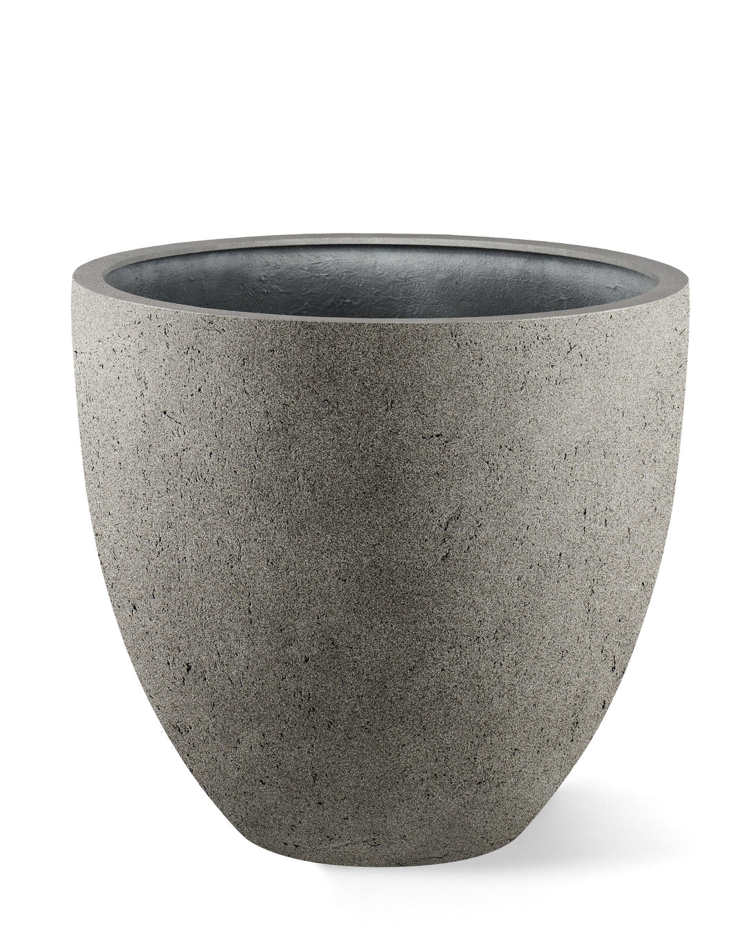 Gray concrete pot on a white background