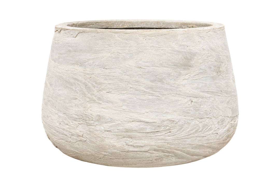 Textural Bowl Planters, Natural Stone Finish