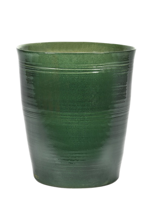 Glazed green lines ceramic pot by Serax — Plant Drop