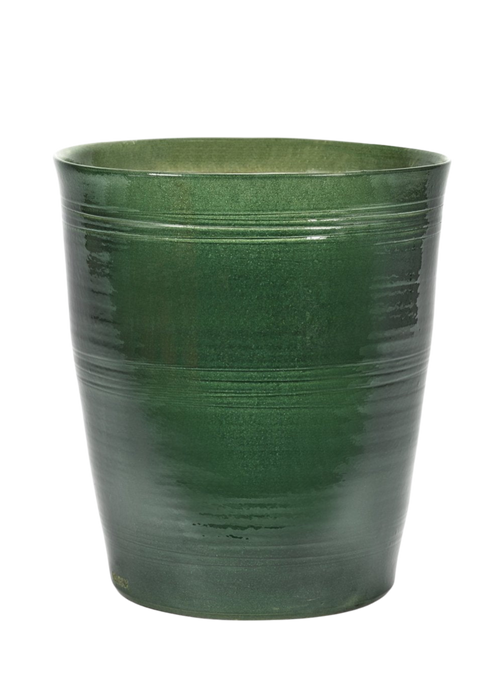 Glazed green lines ceramic pot by Serax — Plant Drop