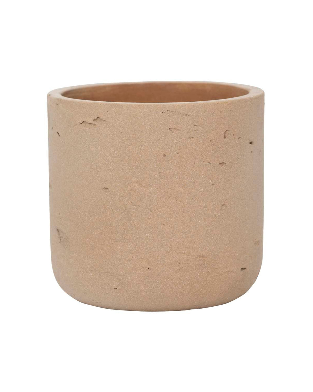 Beige ceramic pot on a white background