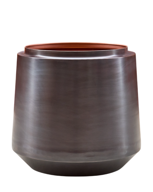 Brushed copper urn planters