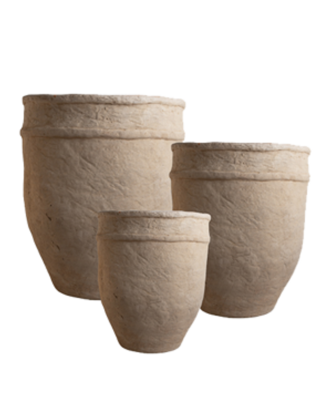 Tall reed clay planter with fluted sides