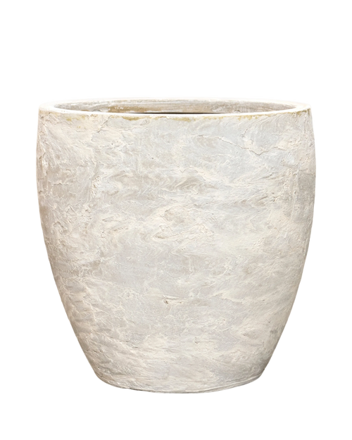 Textural stone-finish planter in white