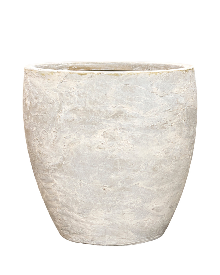 Textural stone-finish planter in white
