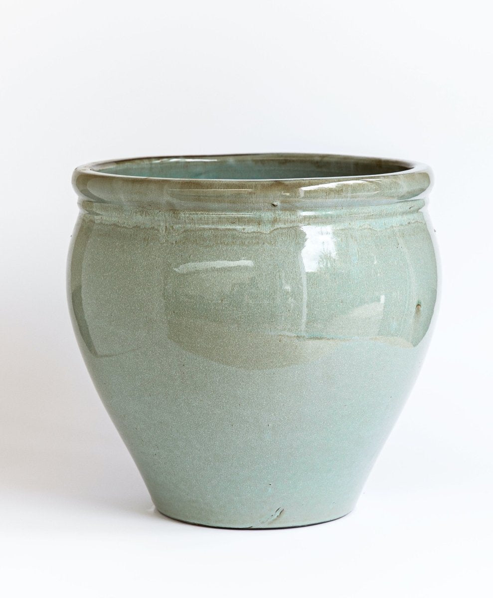 Glazed Jardiniere, Blue and Green - Plant Drop