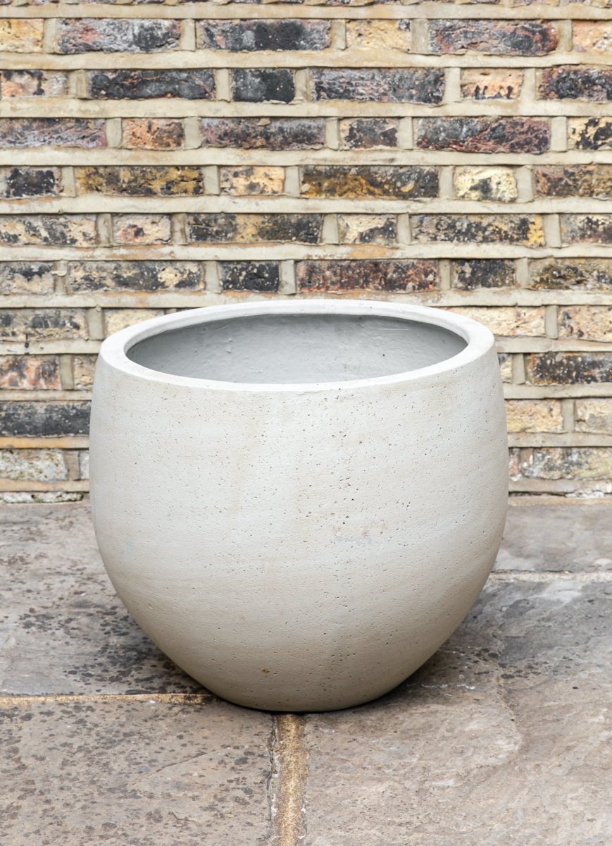 Jumbo Grey-Beige Washed Concrete Orb - Plant Drop