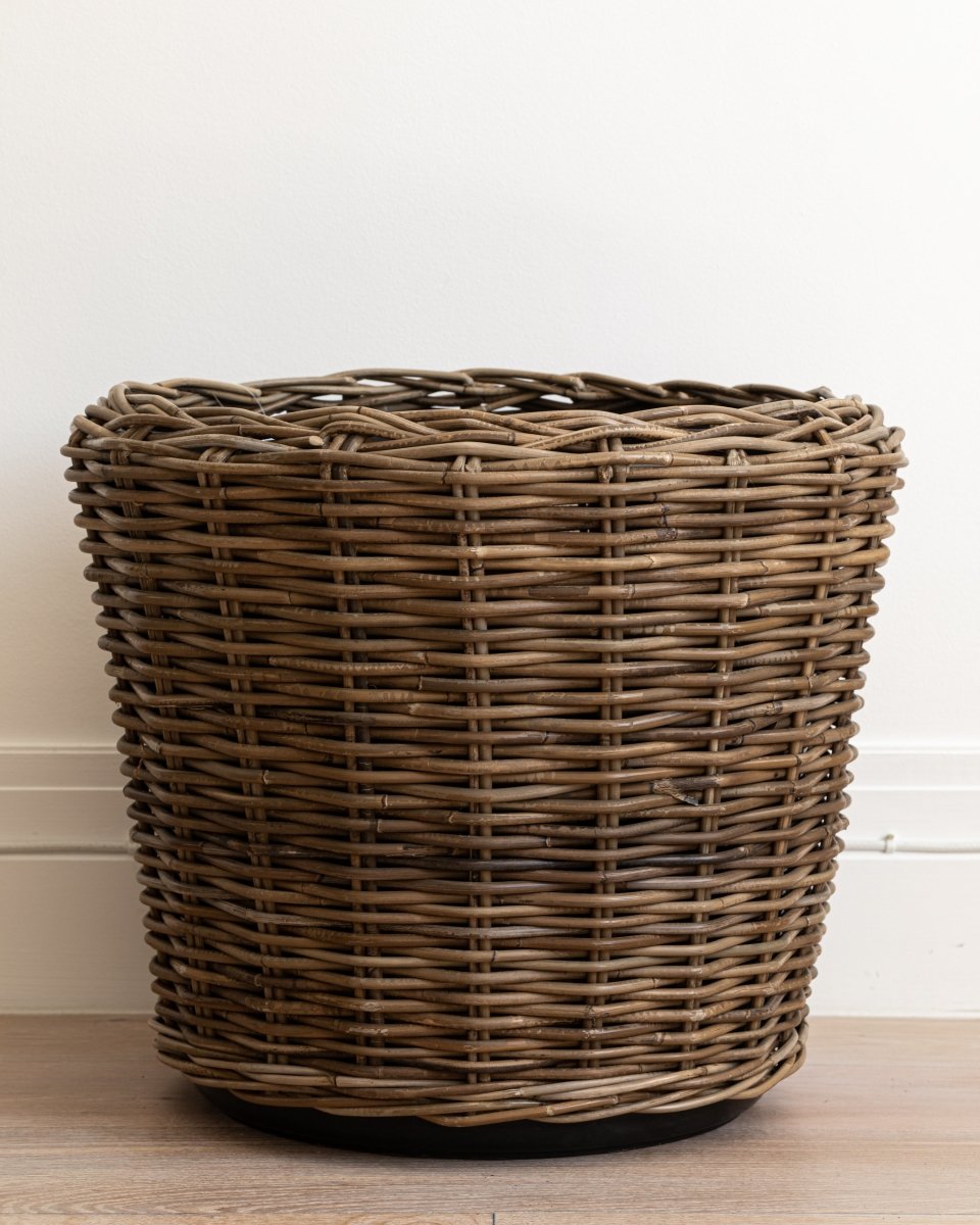 Natural Tall Rattan Basket, Indoor & Outdoor Planter - Plant Drop